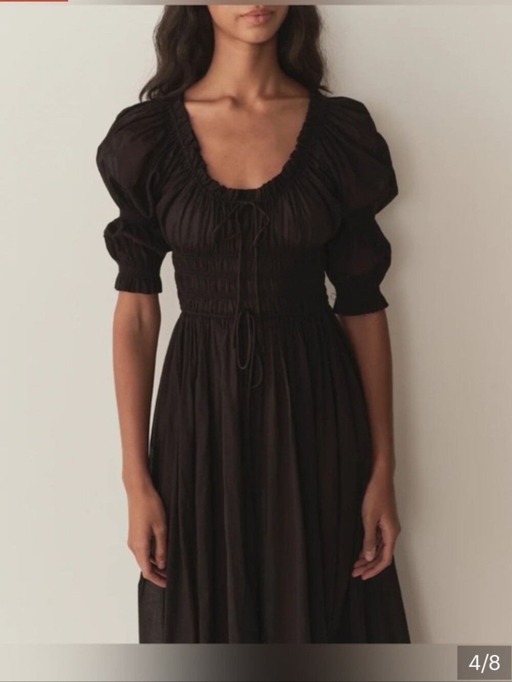 Doen Black Ischia smocked poplin dress Size M - Picture 2 of 9